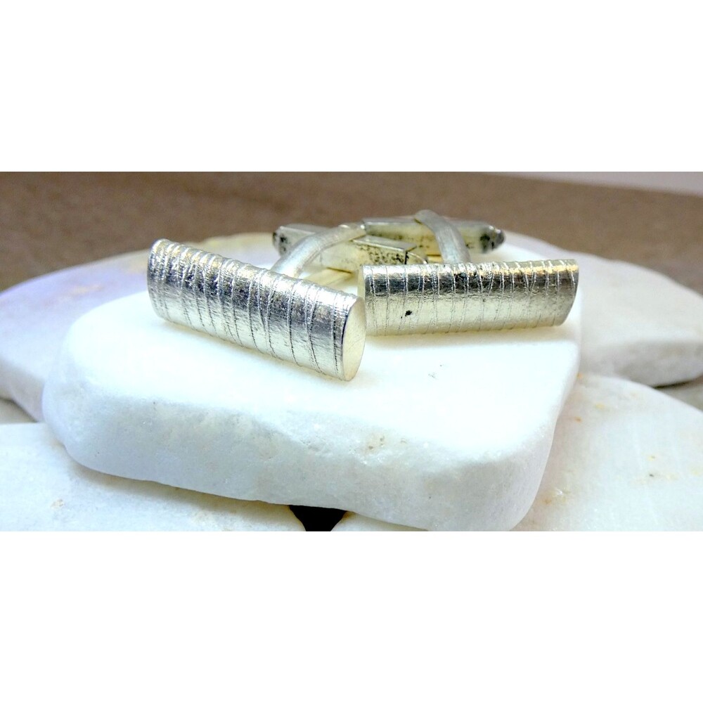 VTG Cigar Minimalist 10k White Solid Gold Cuff Links 15gr COA